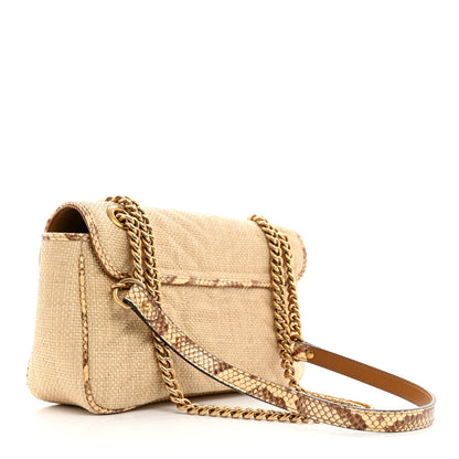 Gucci Raffia Elaphe Matelasse Small GG Marmont Shoulder Bag Natural Cream Brown 2 of 10