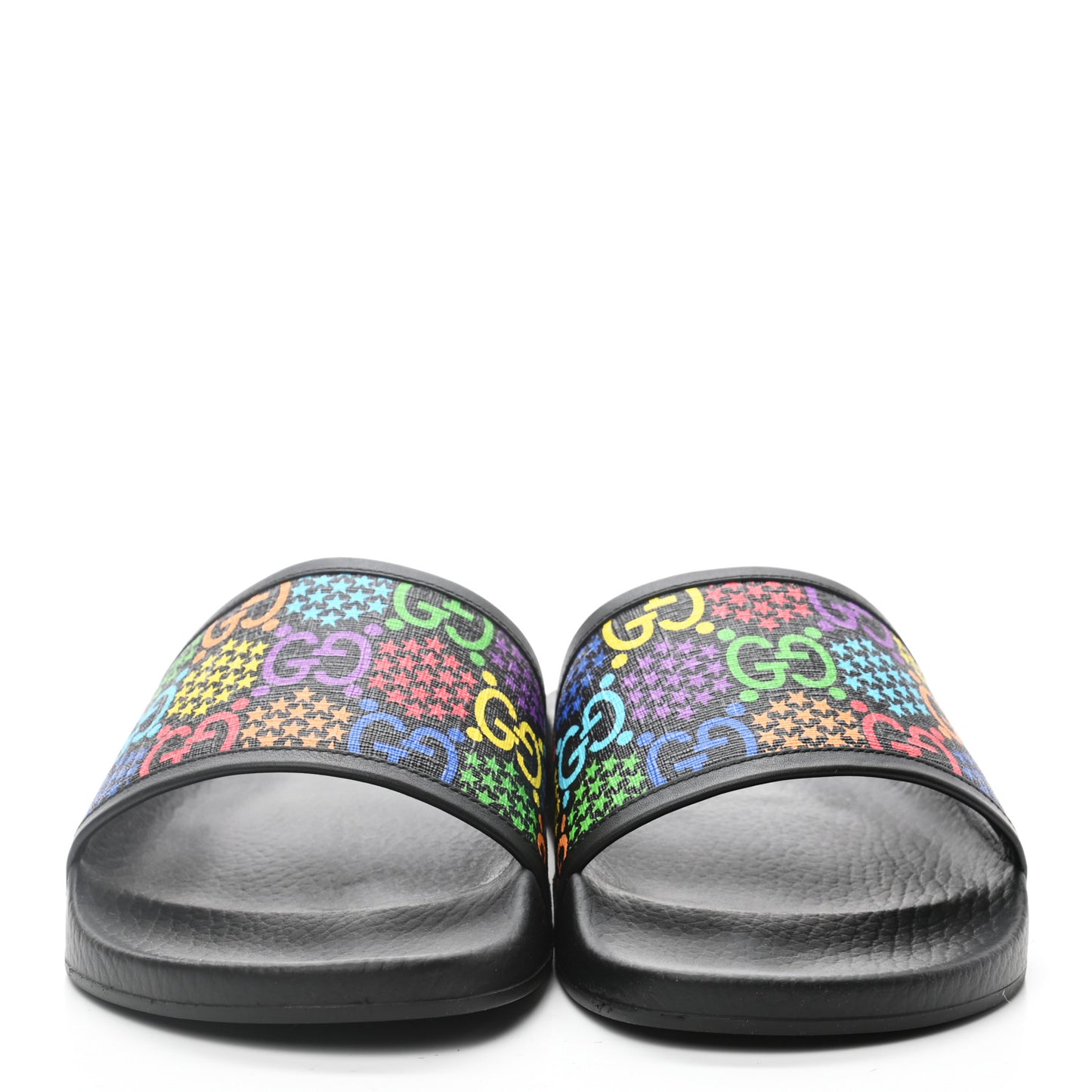 GG Supreme Monogram Psychedelic Mens Slide Sandals 9 Black Multicolor
