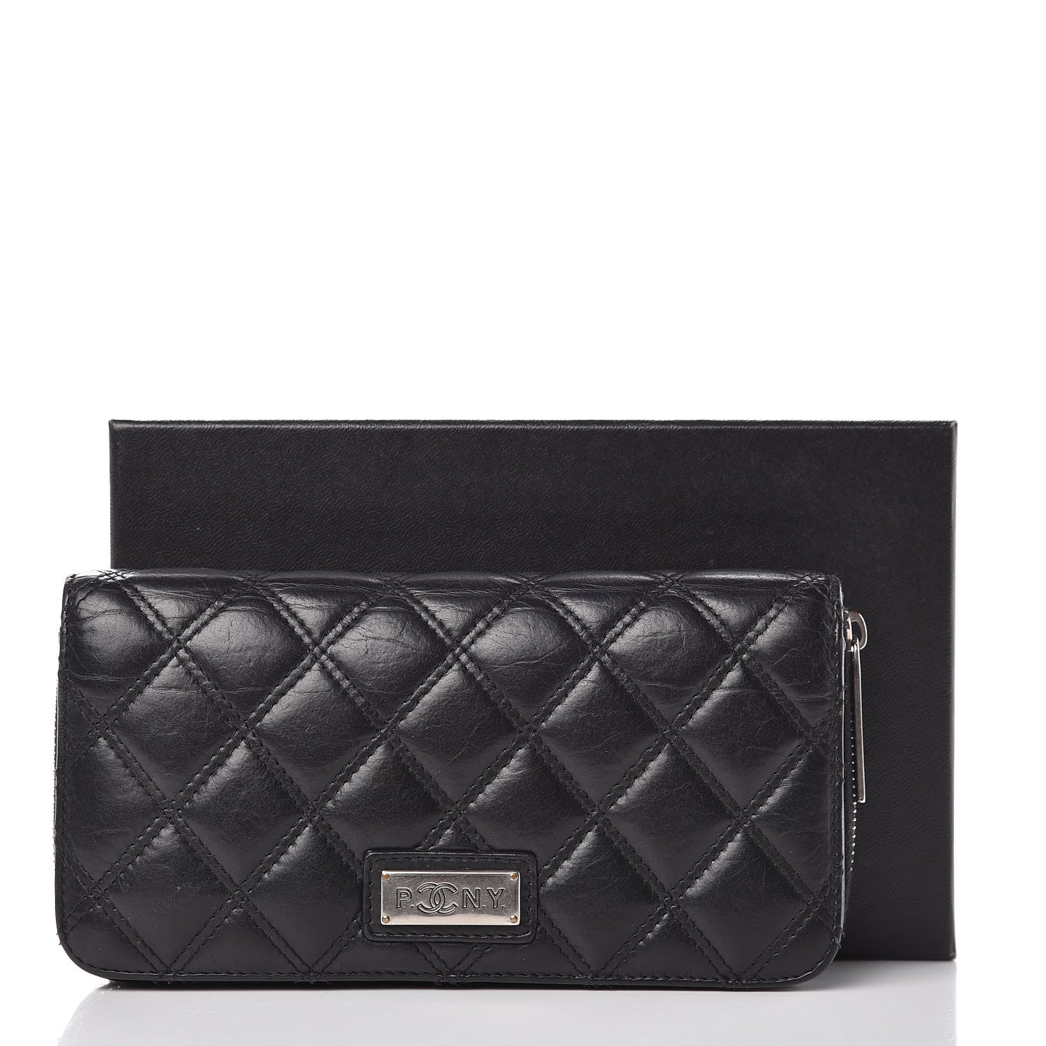 Chanel Aged Calfskin Quilted Paris New York PNY Wallet Black 10 of 11