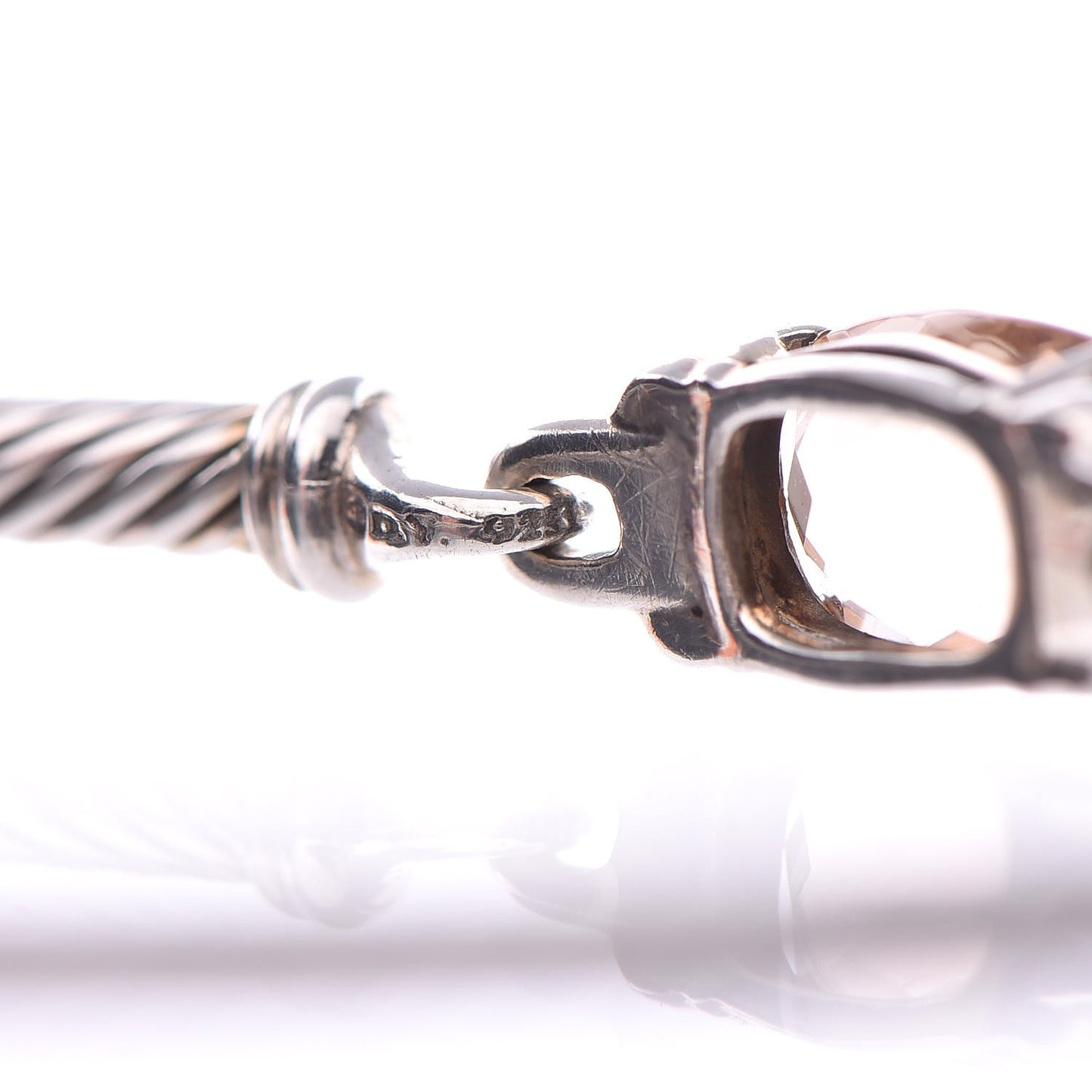 Sterling Silver Diamond Morganite 3mm Petite Wheaton Bracelet