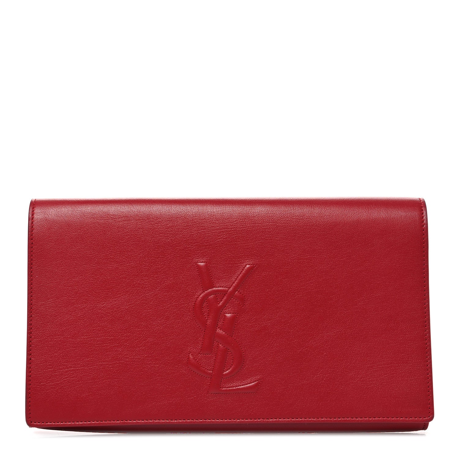 Saint Laurent Calfskin Monogram Large Belle De Jour Clutch Red 1 of 7