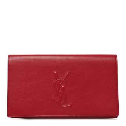 Saint Laurent Calfskin Monogram Large Belle De Jour Clutch Red 1 of 7