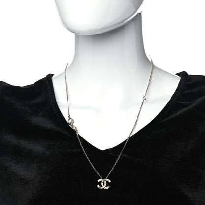 Chanel Baguette Crystal Pearl CC Necklace Silver Black 2 of 6