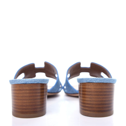 Hermes Denim Oasis Sandals 38 Bleu Clair 7 of 11