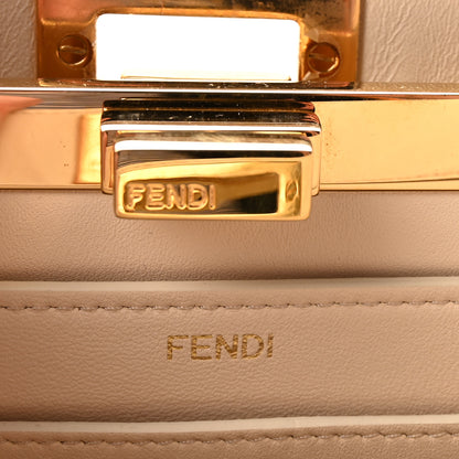 Fendi Vitello Seta Shiny Nappa Small Peekaboo I SEE U Satchel Azzurro Baby Camelia 6 of 9