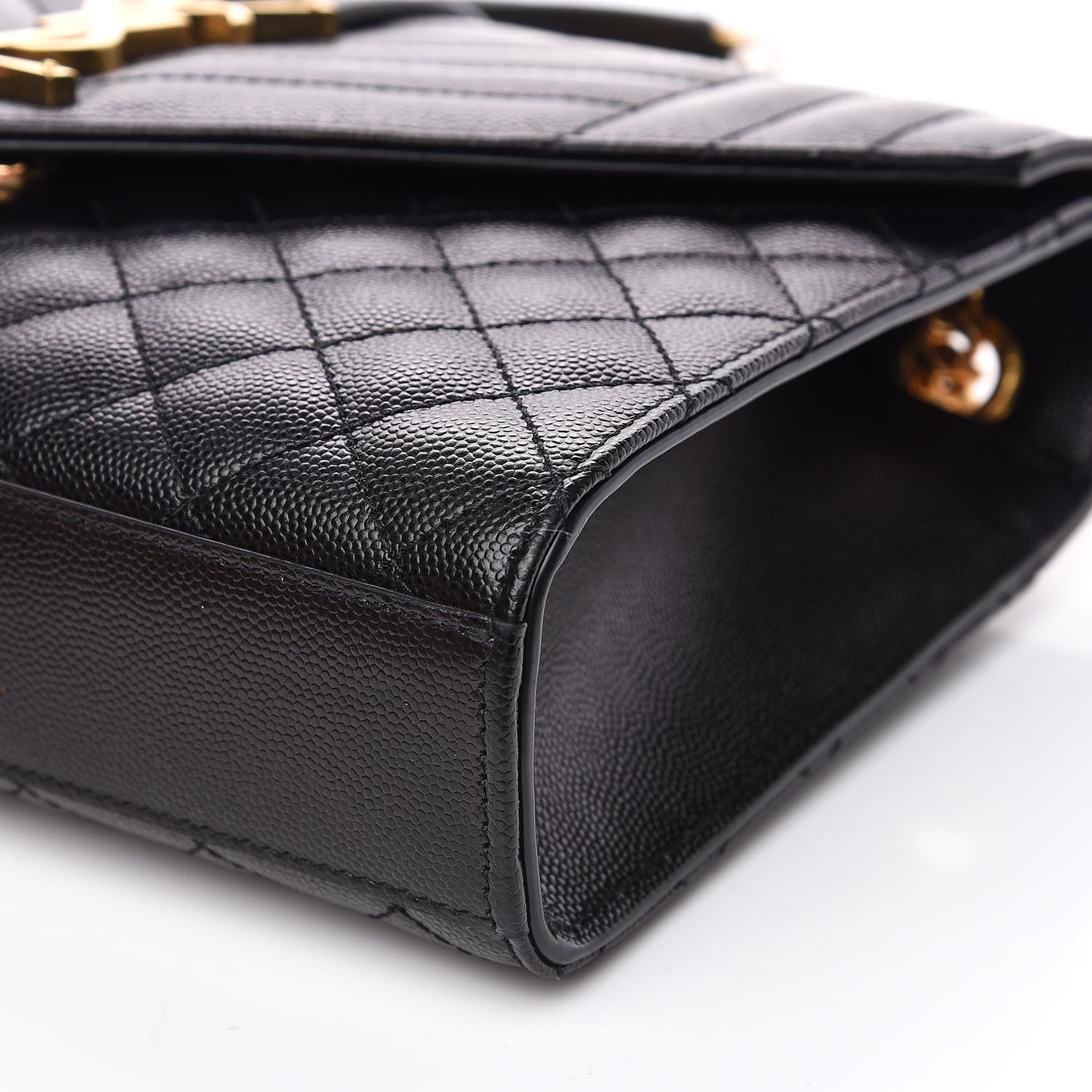 Saint Laurent Grain De Poudre Textured Mixed Matelasse Triquilt Medium Monogram Satchel Black 9 of 12