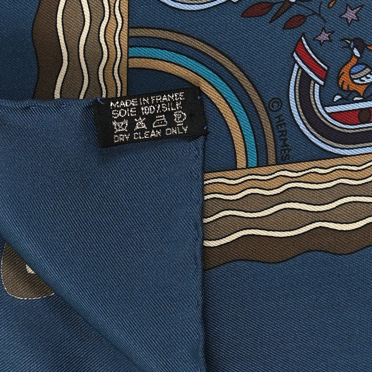 Silk Les Jardins D'Armenie Scarf 90 Cobalt Vert Prairie Bleu Canard
