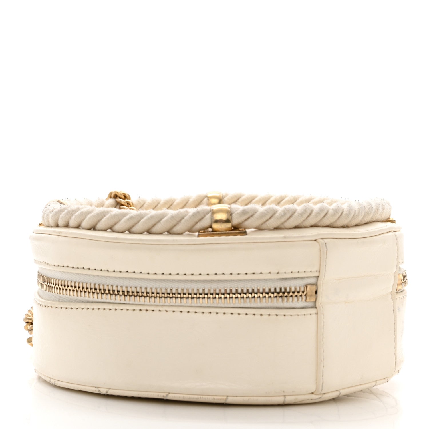 Chanel Crumpled Calfskin Cotton Small En Vogue Round Bag White 4 of 12