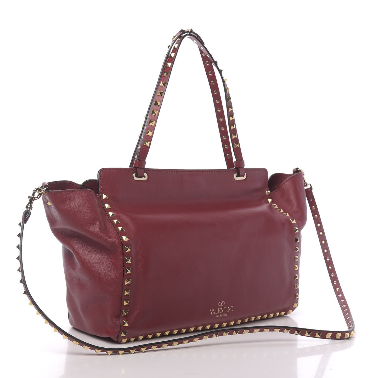Vitello Medium Rockstud Tote Scarlet