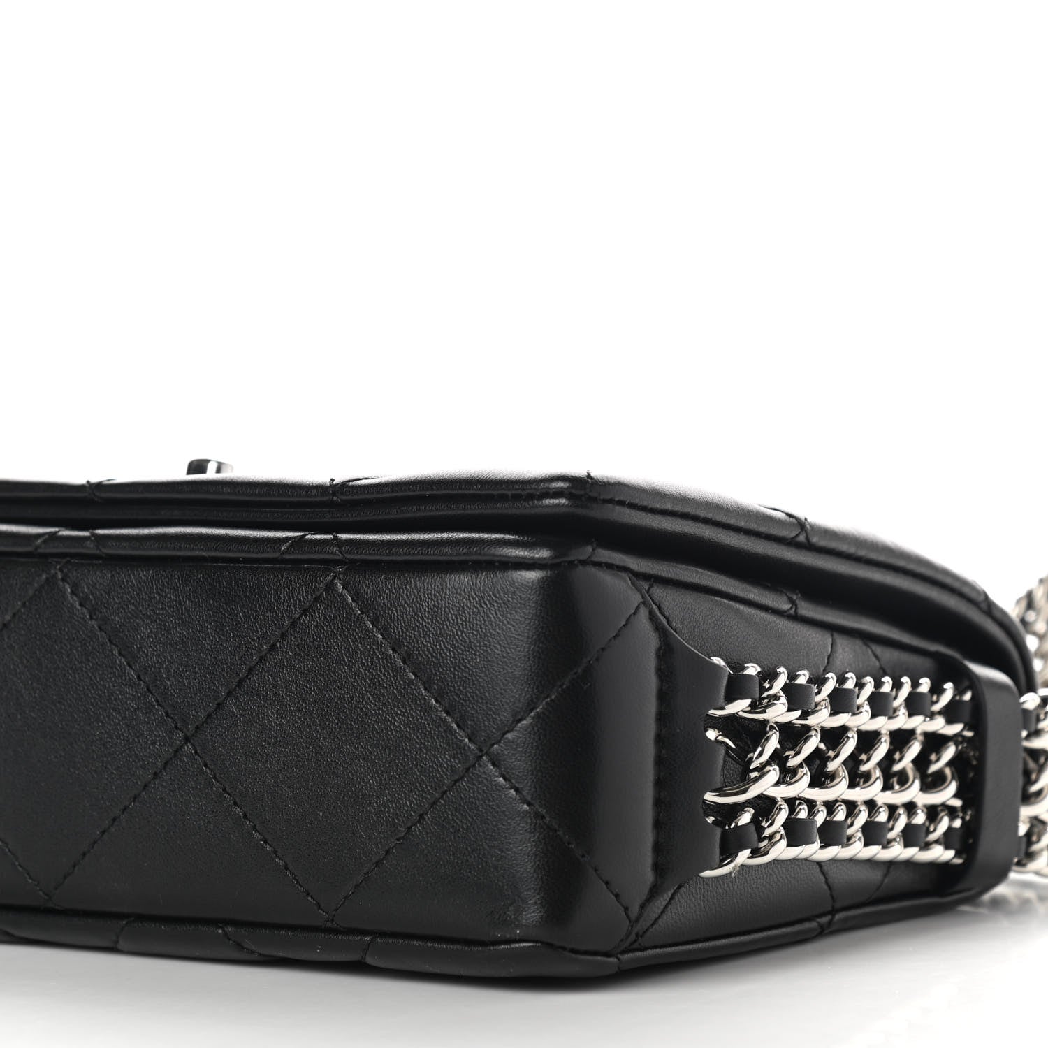 Chanel Lambskin Quilted Small Chain Rows Flap Black 10 of 11