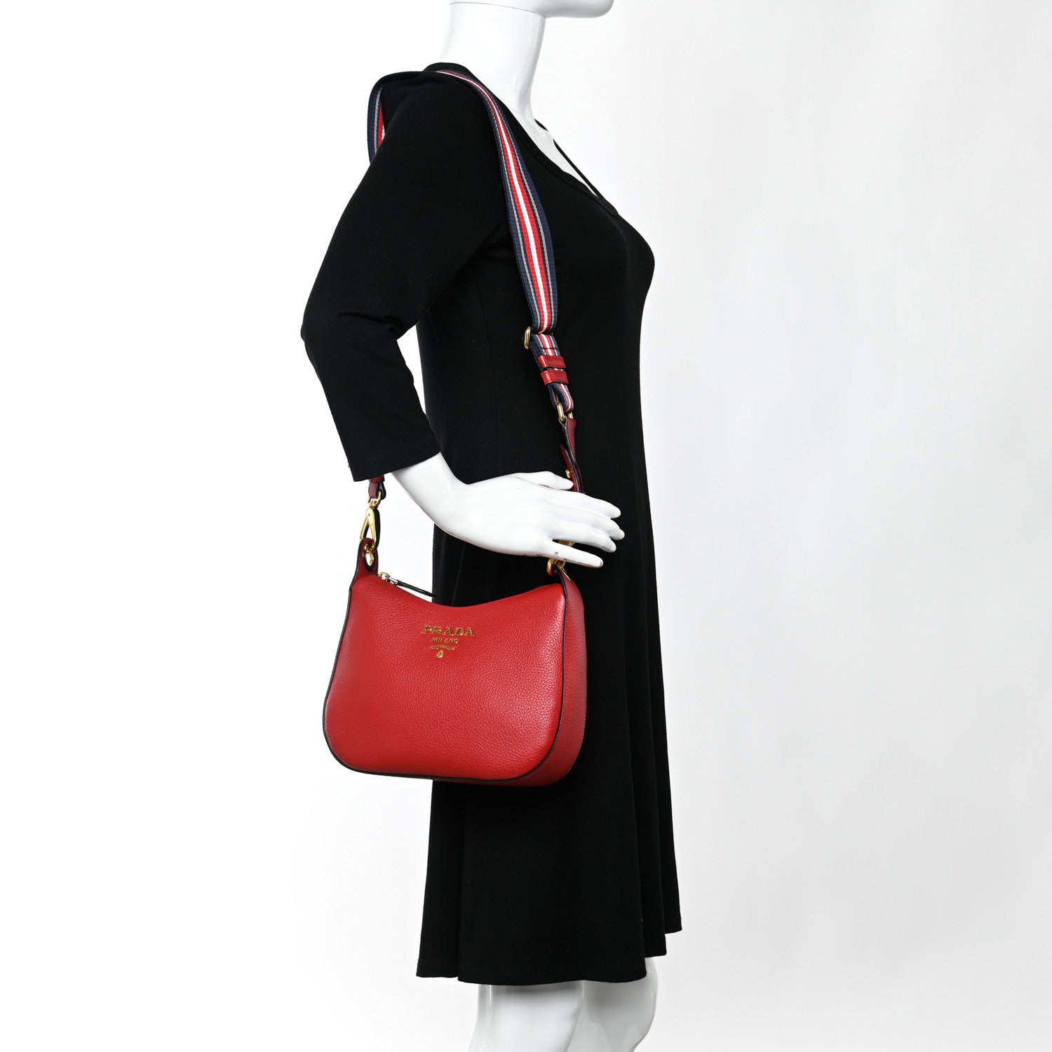 Prada Vitello Phenix Small Zippered Messenger Hobo Rosso 2 of 12