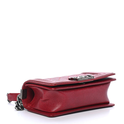 Chanel Caviar Quilted Small Boy Flap Dark Red 3 of 4