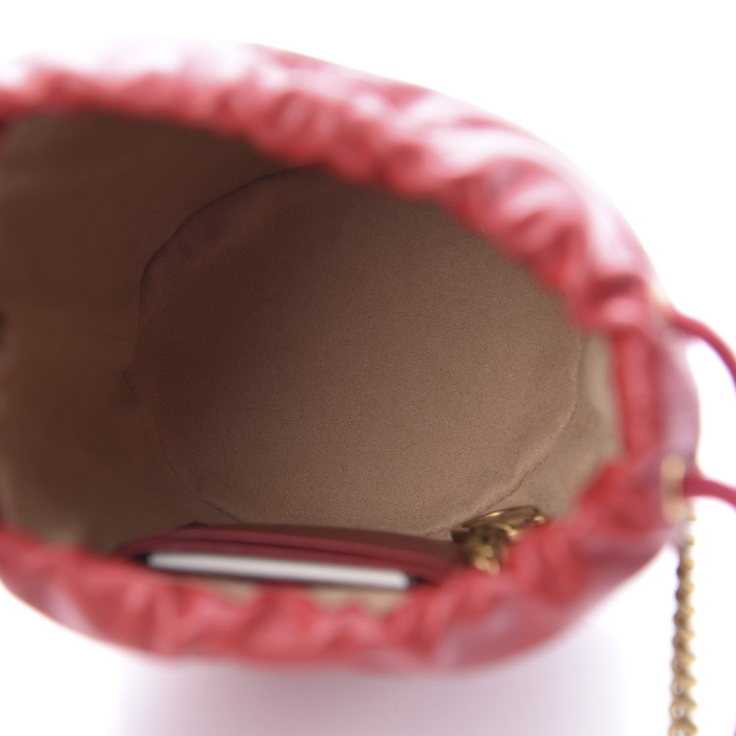 Calfskin Matelasse Mini GG Marmont 2.0 Bucket Bag Hibiscus Red