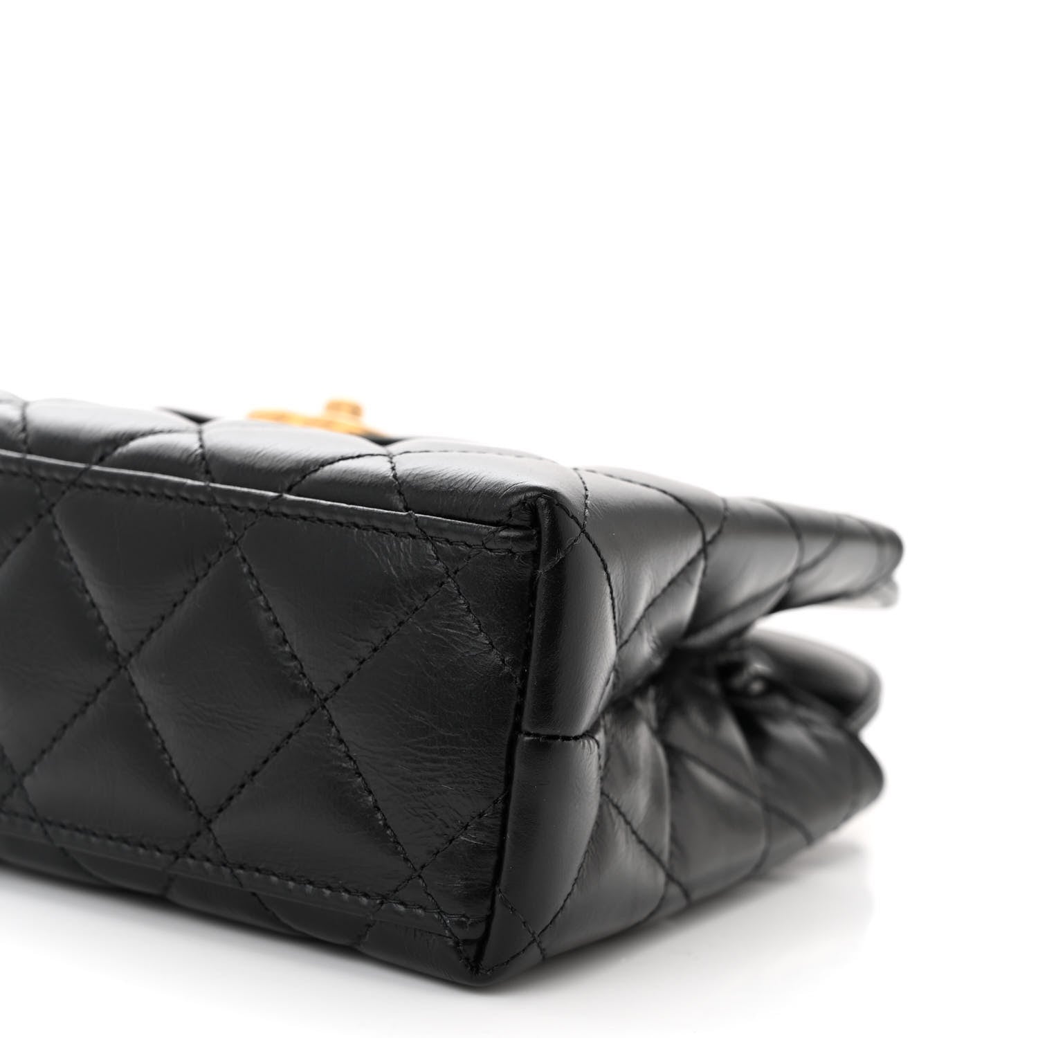 Chanel Shiny Aged Calfskin Quilted Nano Kelly Shopper Black 10 of 11