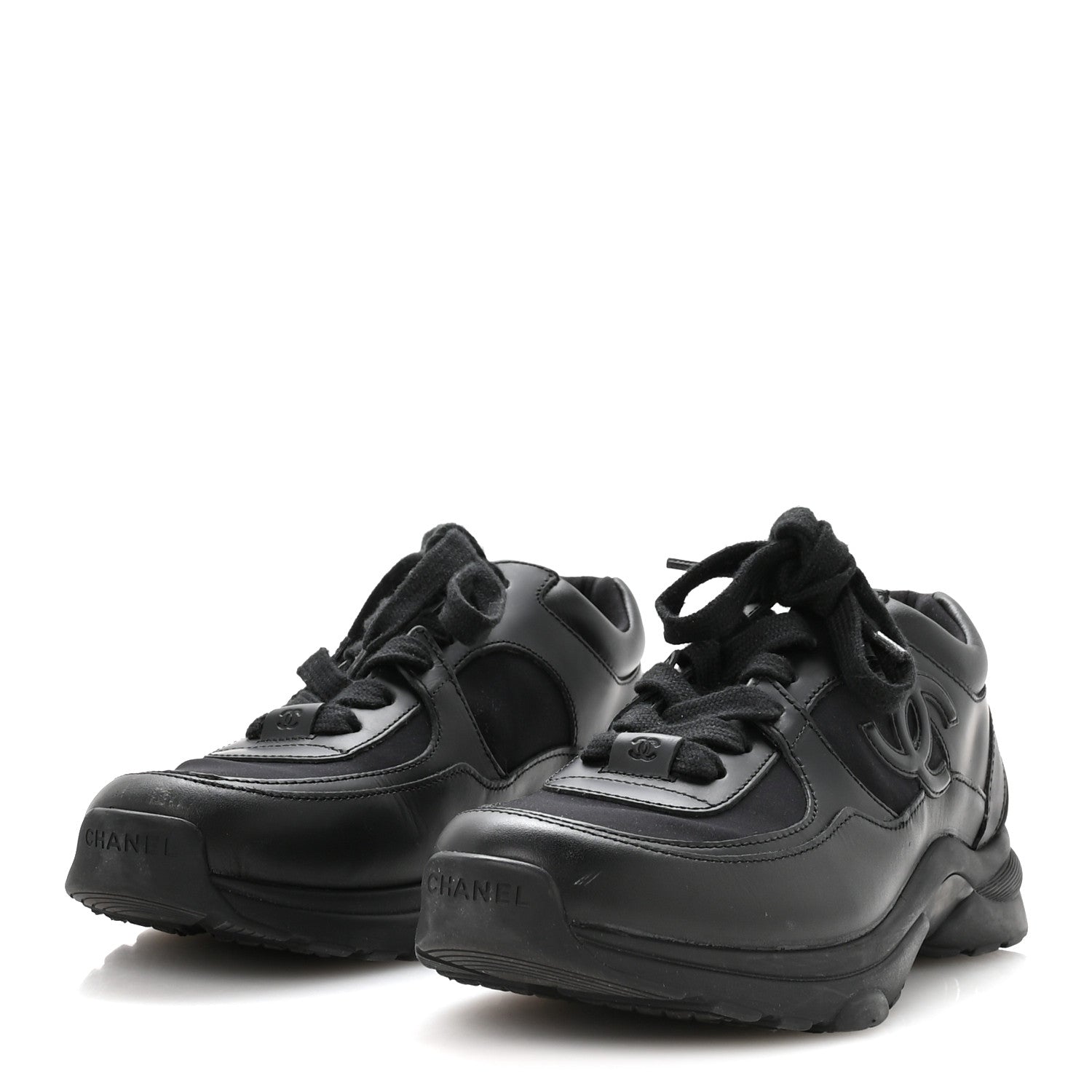 Chanel Calfskin Lambskin CC Uniform Sneakers 40 Black 4 of 8