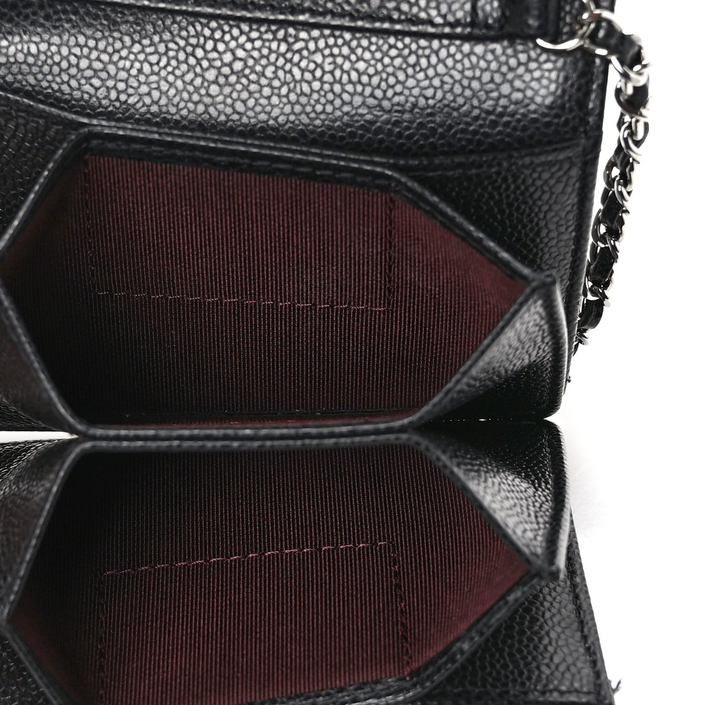 Caviar Quilted Flap Card Holder On Chain Black