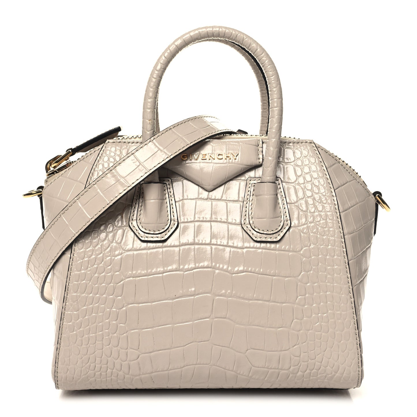Calfskin Crocodile Embossed Mini Antigona Dune