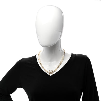 Chanel Pearl Crystal CC Camellia Short Necklace Gold 2 of 4