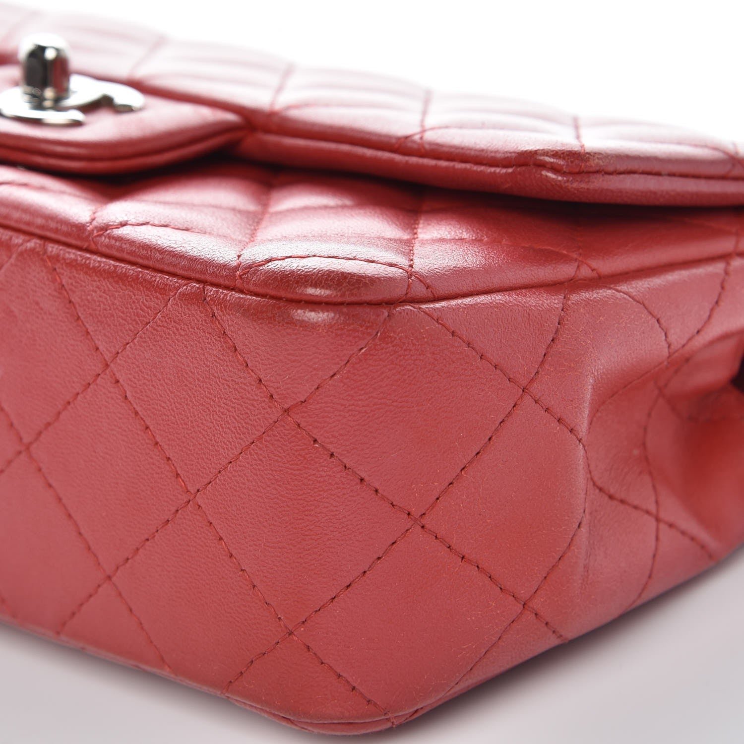 Chanel Lambskin Quilted Mini Rectangular Flap Red 7 of 11