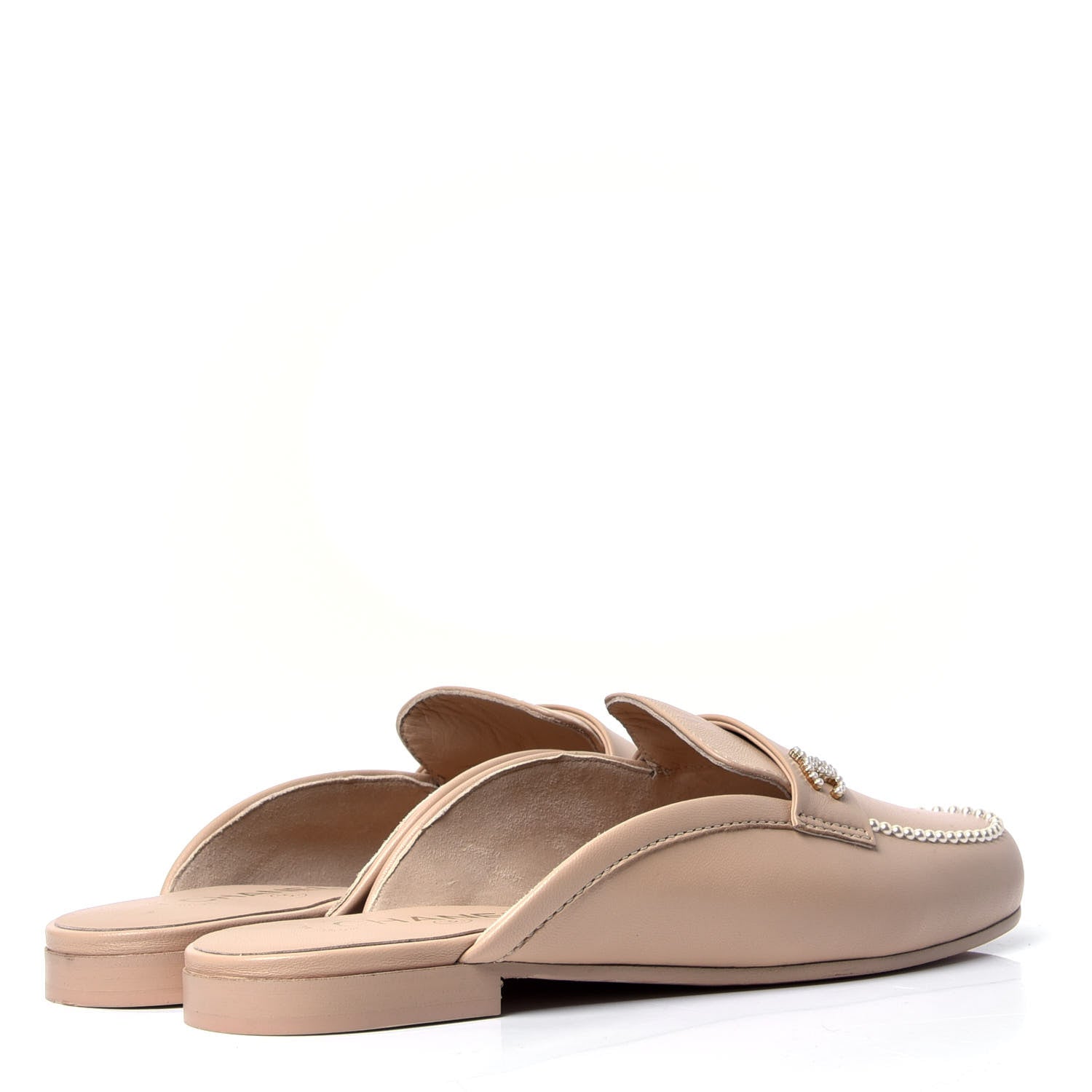 Chanel Lambskin Pearl CC Mules 39.5 Beige 3 of 6