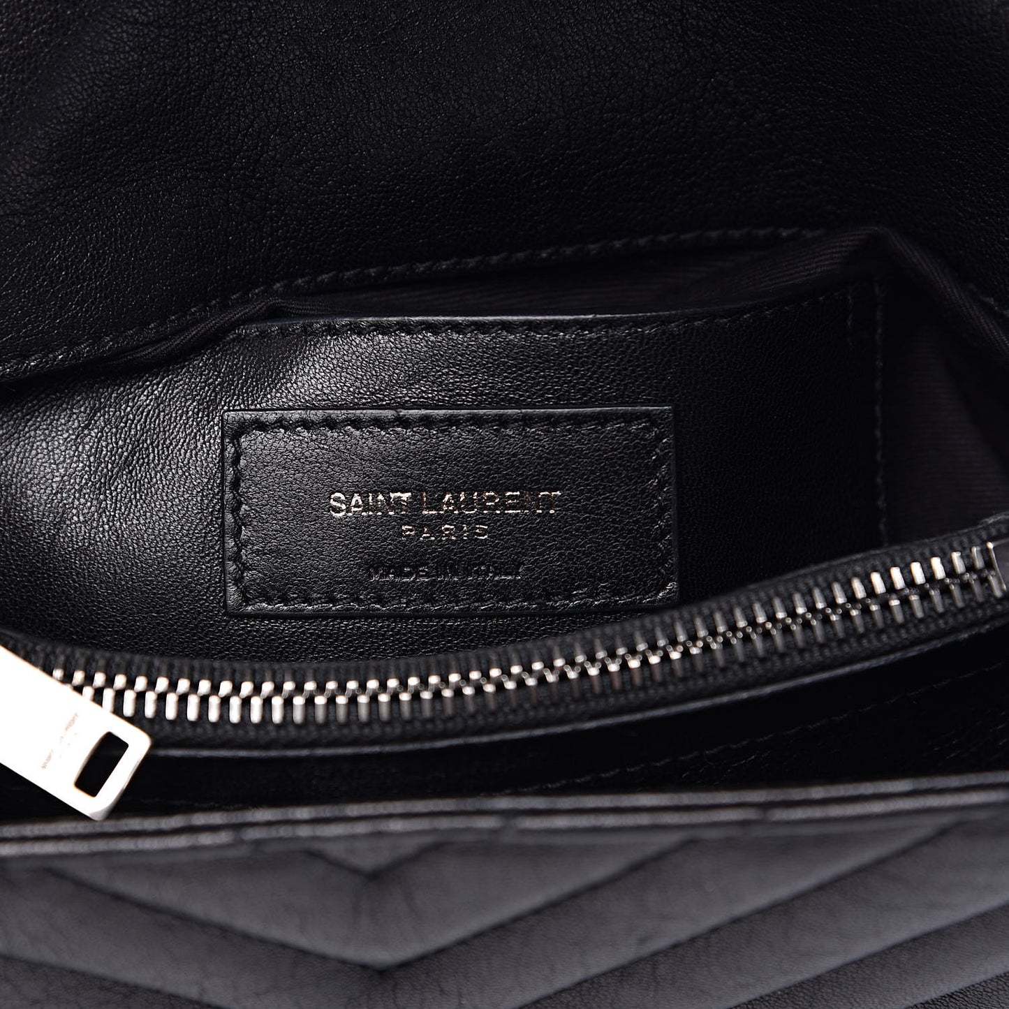 Sheepskin Matelasse Chevron Monogram Medium College Bag Black
