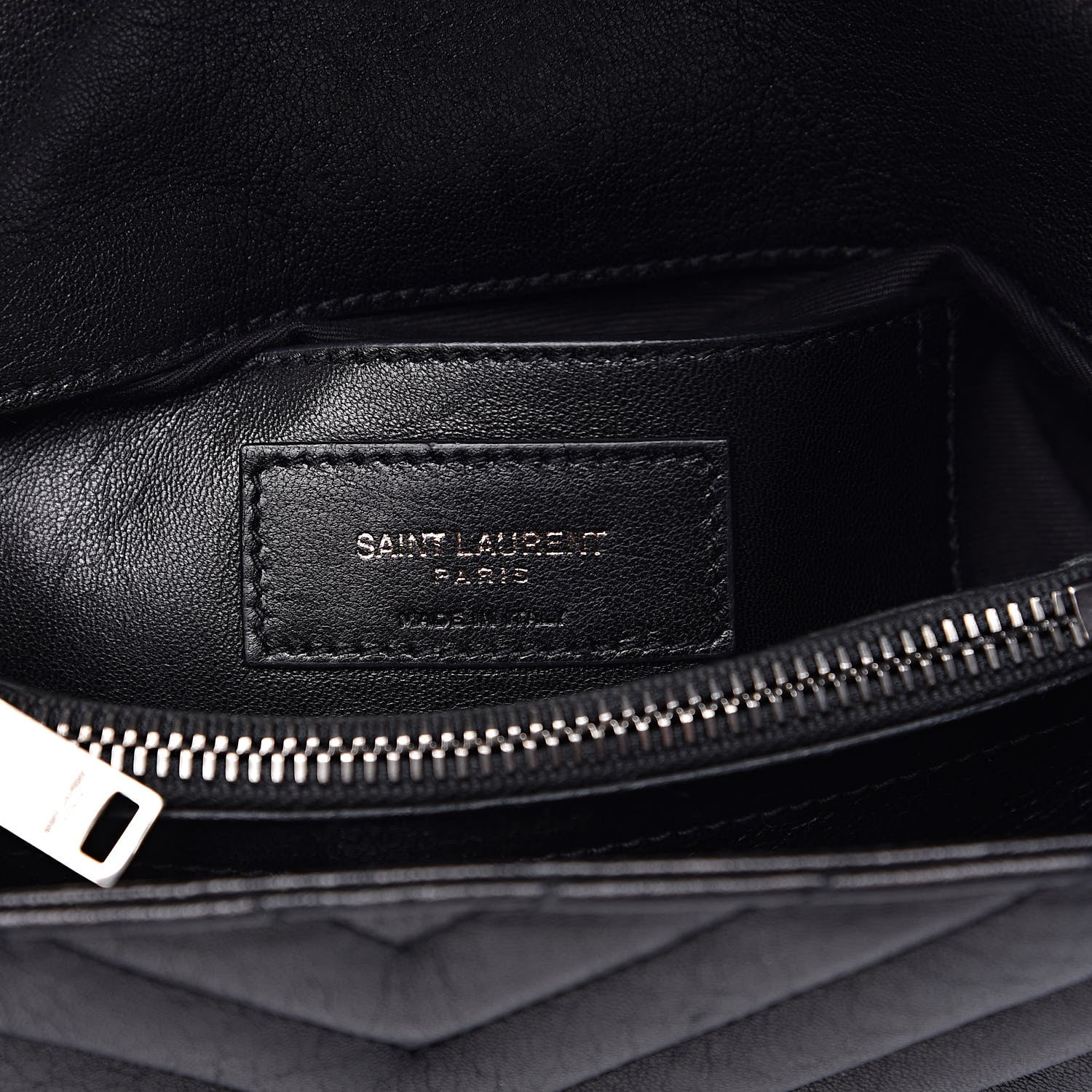 Saint Laurent Sheepskin Matelasse Chevron Monogram Medium College Bag Black 8 of 14