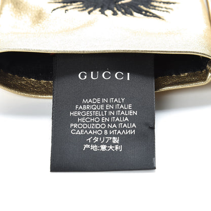 Gucci Metallic Nappa Silk Embroidered Melissa Gloves 7.5 Oro Gold 3 of 5