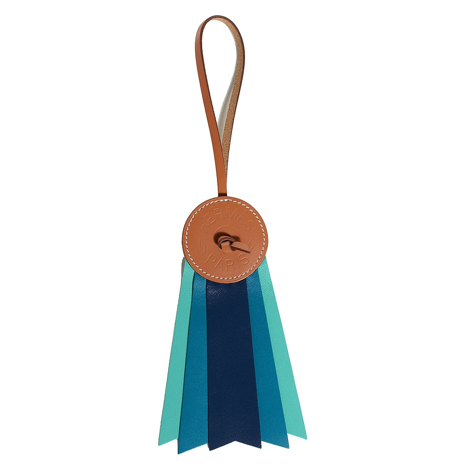 Hermes Vache Hunter Milo Lambskin Paddock Flot Bag Charm Celeste Cobalt Menthe 1 of 4