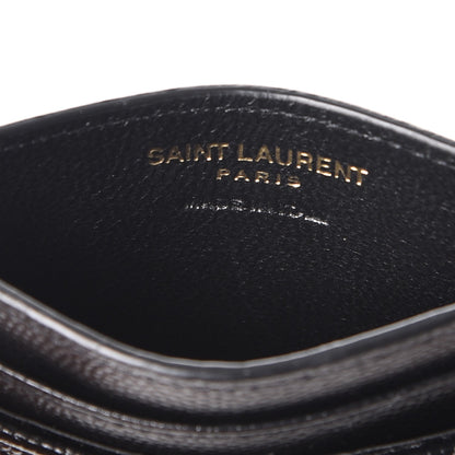 Saint Laurent Grain De Poudre Matelasse Chevron Monogram Credit Card Case Black 6 of 7