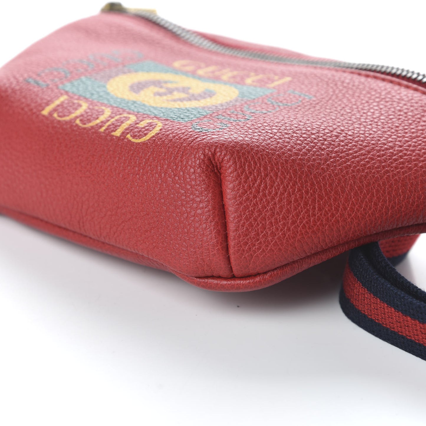 Grained Calfskin Small Logo Belt Bag Hibiscus Red