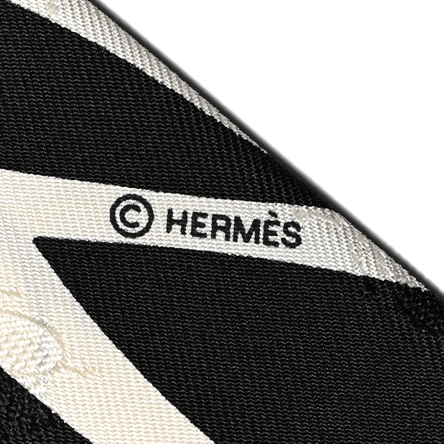 Hermes Silk Calfskin Bouquet Final Fringed Twilly Creme Black 4 of 4