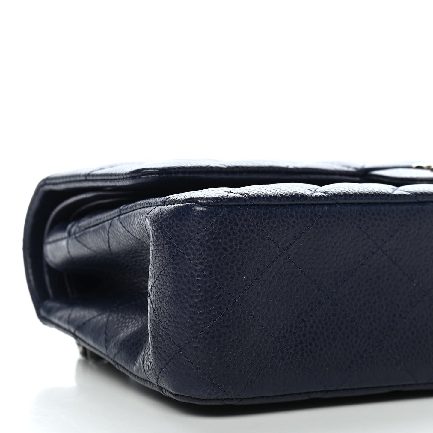 Caviar Quilted Medium Double Flap Navy