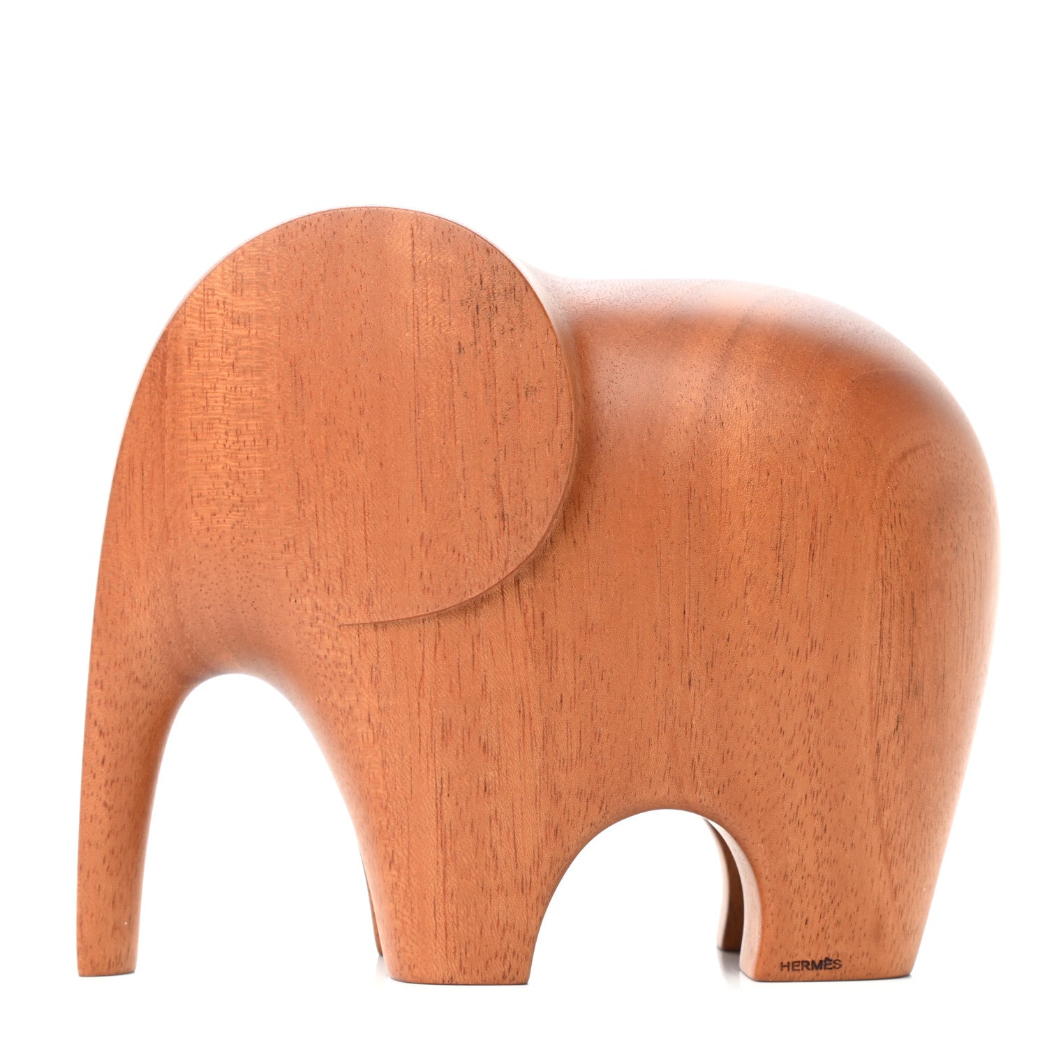 Hermes Mahogany Wood Elephant Lao Paperweight Naturel 1 of 7