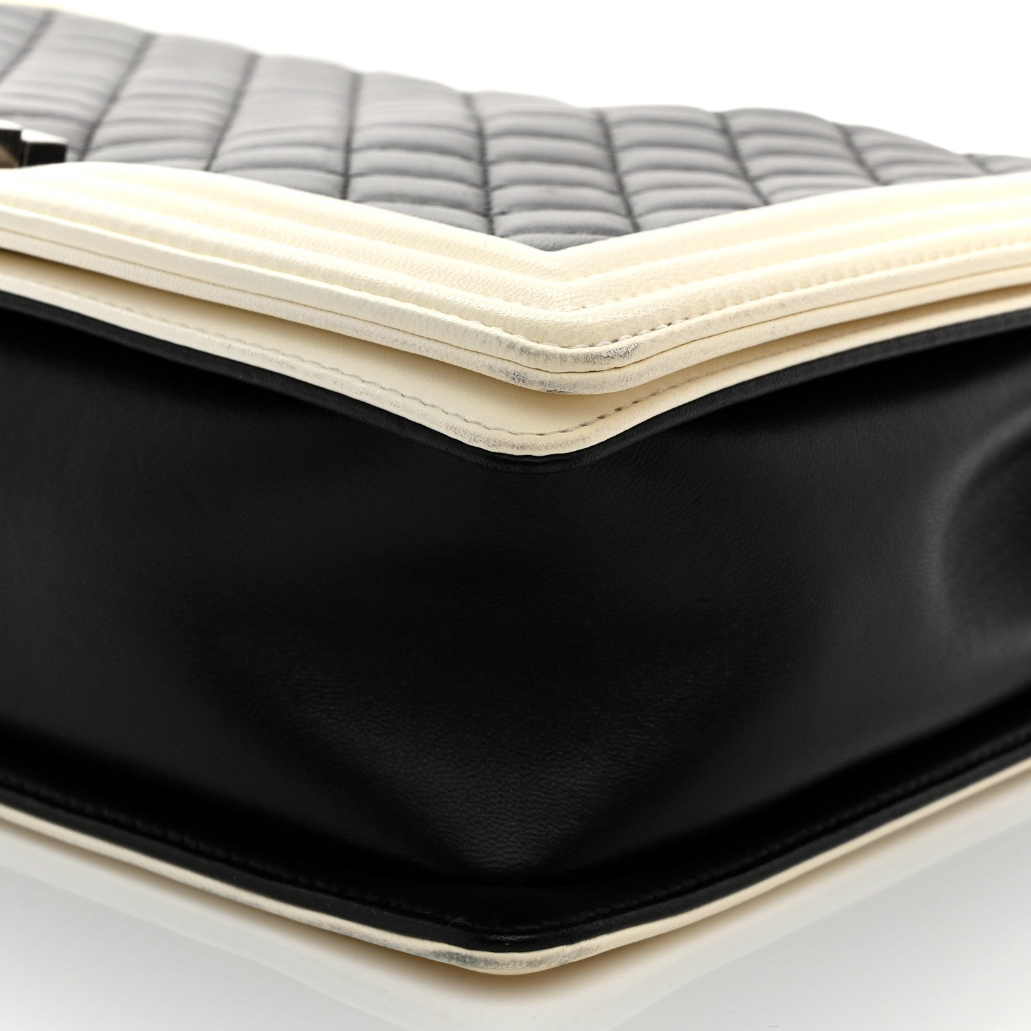 Chanel Lambskin Quilted Large Boy Flap Black White 10 of 13