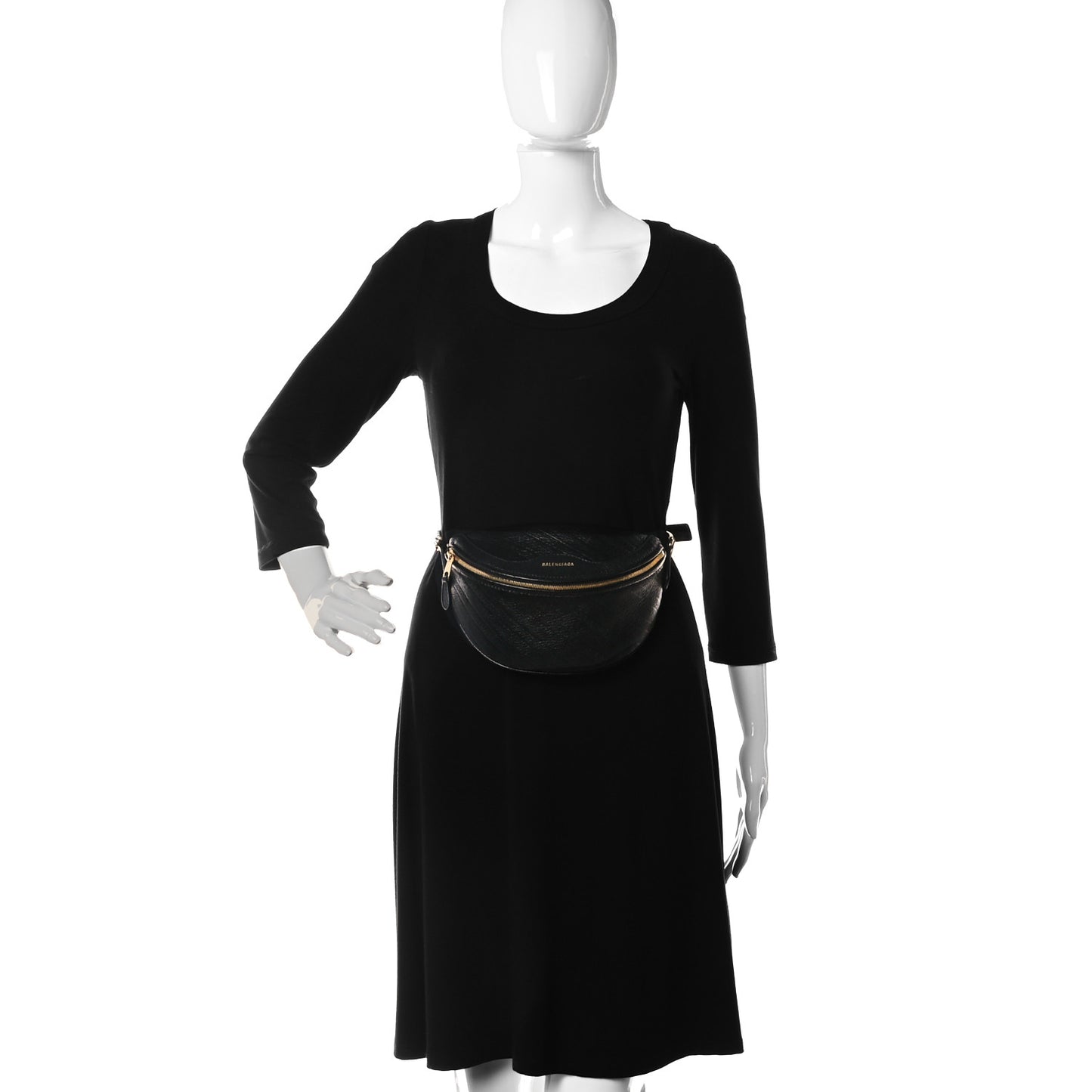 Shiny Goatskin Allover Logo Embossed XXS Souvenir Belt Bag Black