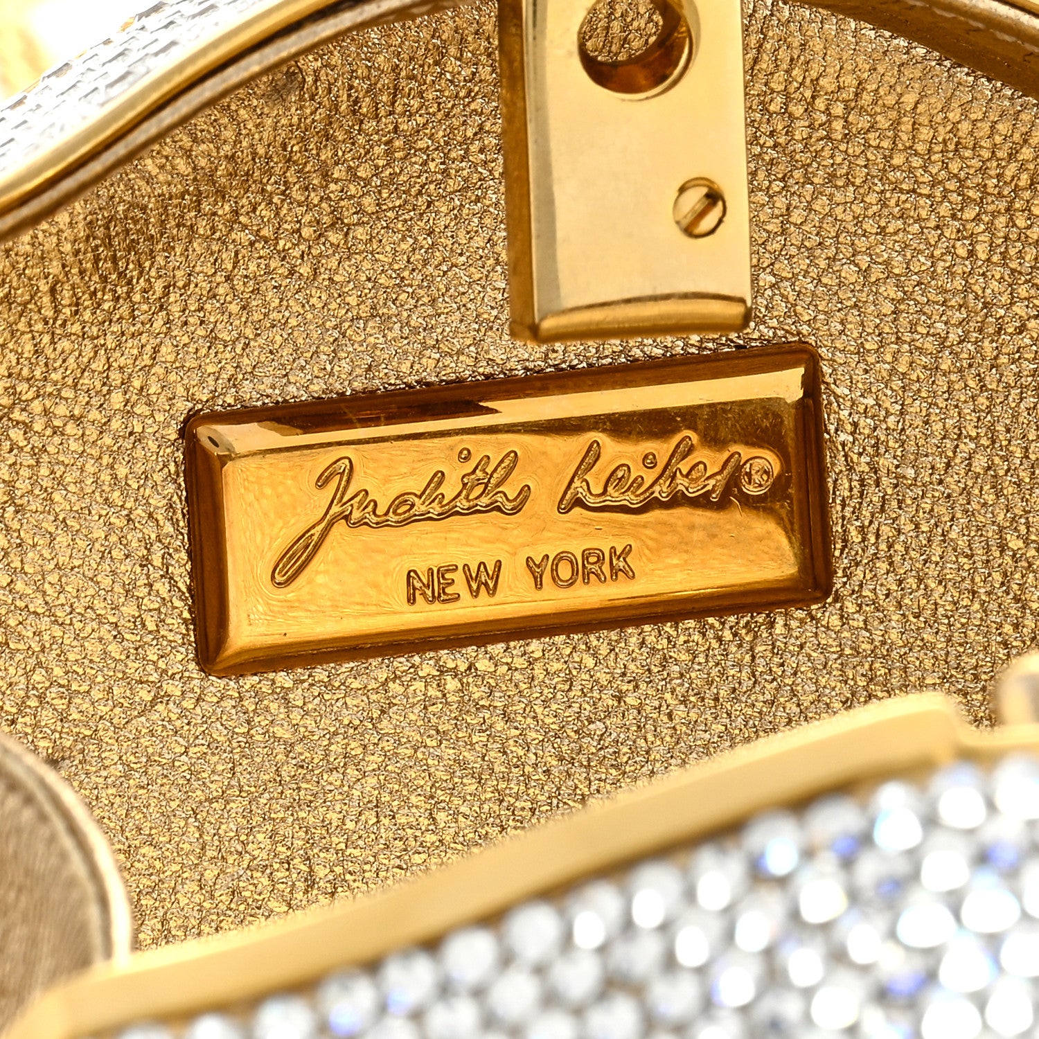Judith Leiber Swarovski Crystal Minaudiere Clutch Gold Silver 7 of 10