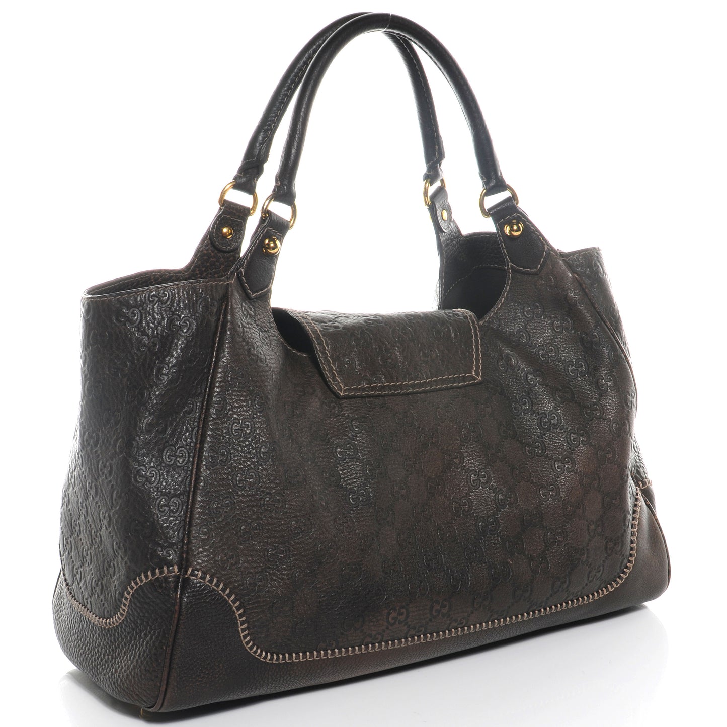 Guccissima New Pelham Large Shoulder Bag Dark Brown