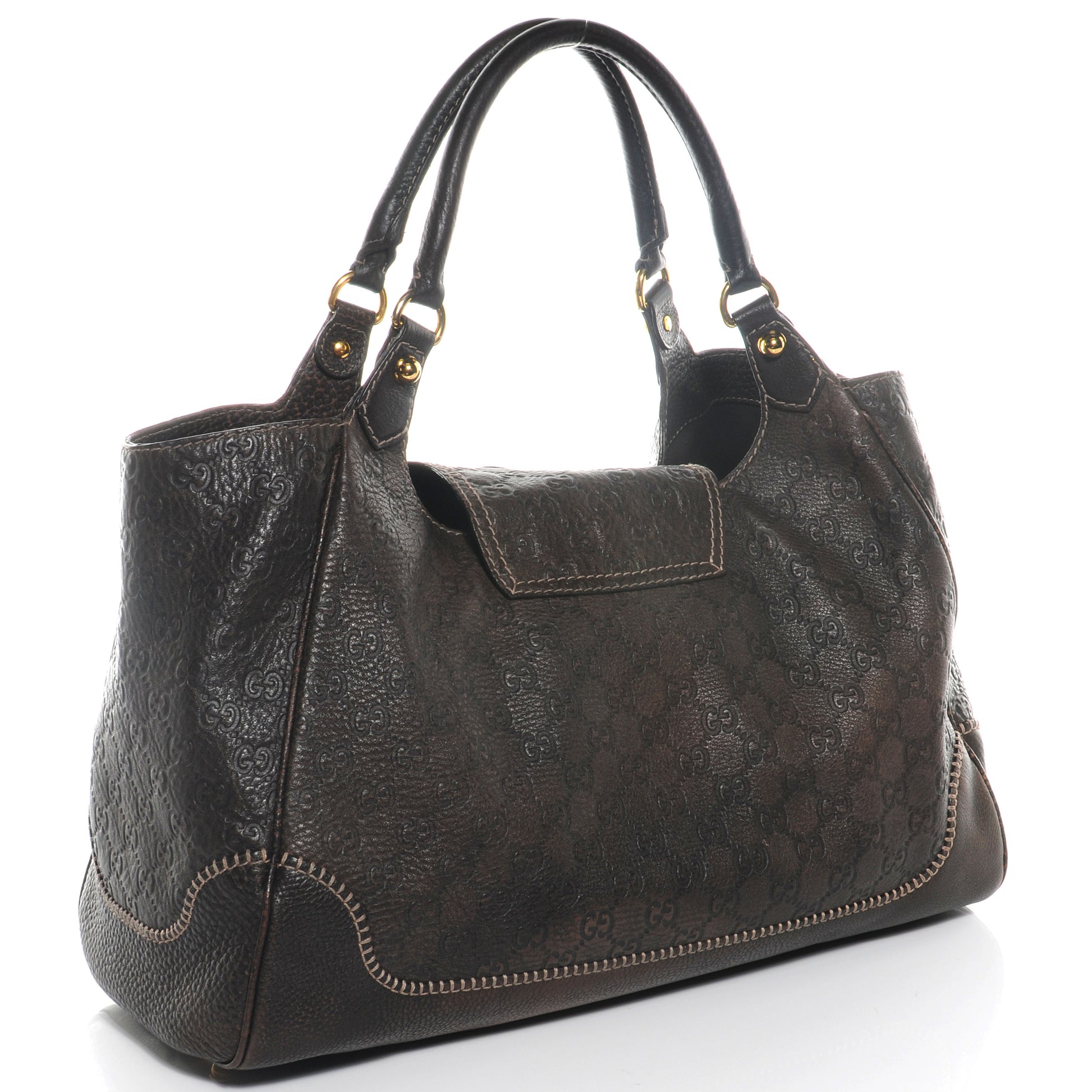 Gucci Guccissima New Pelham Large Shoulder Bag Dark Brown 3 of 8