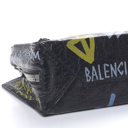 Balenciaga Agneau Graffiti Papier A6 Zip Around Tote Black 6 of 8