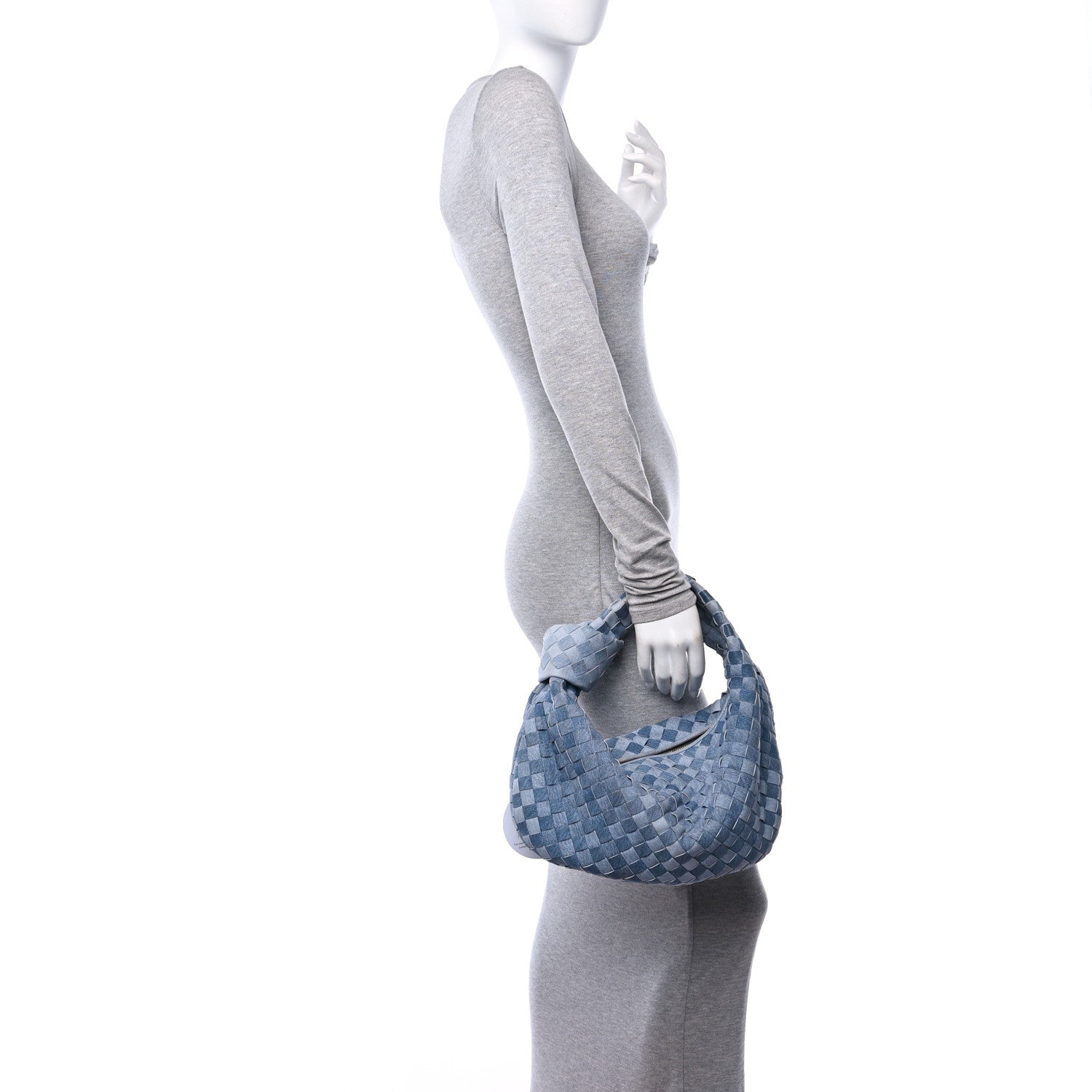 Bottega Veneta Nappa Denim Effect Intrecciato Teen Jodie Hobo Denim 2 of 10