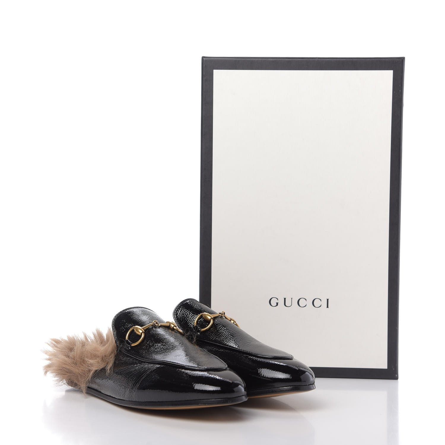 Gucci Patent Fur Womens Princetown Slippers 36.5 Black Natural 9 of 9