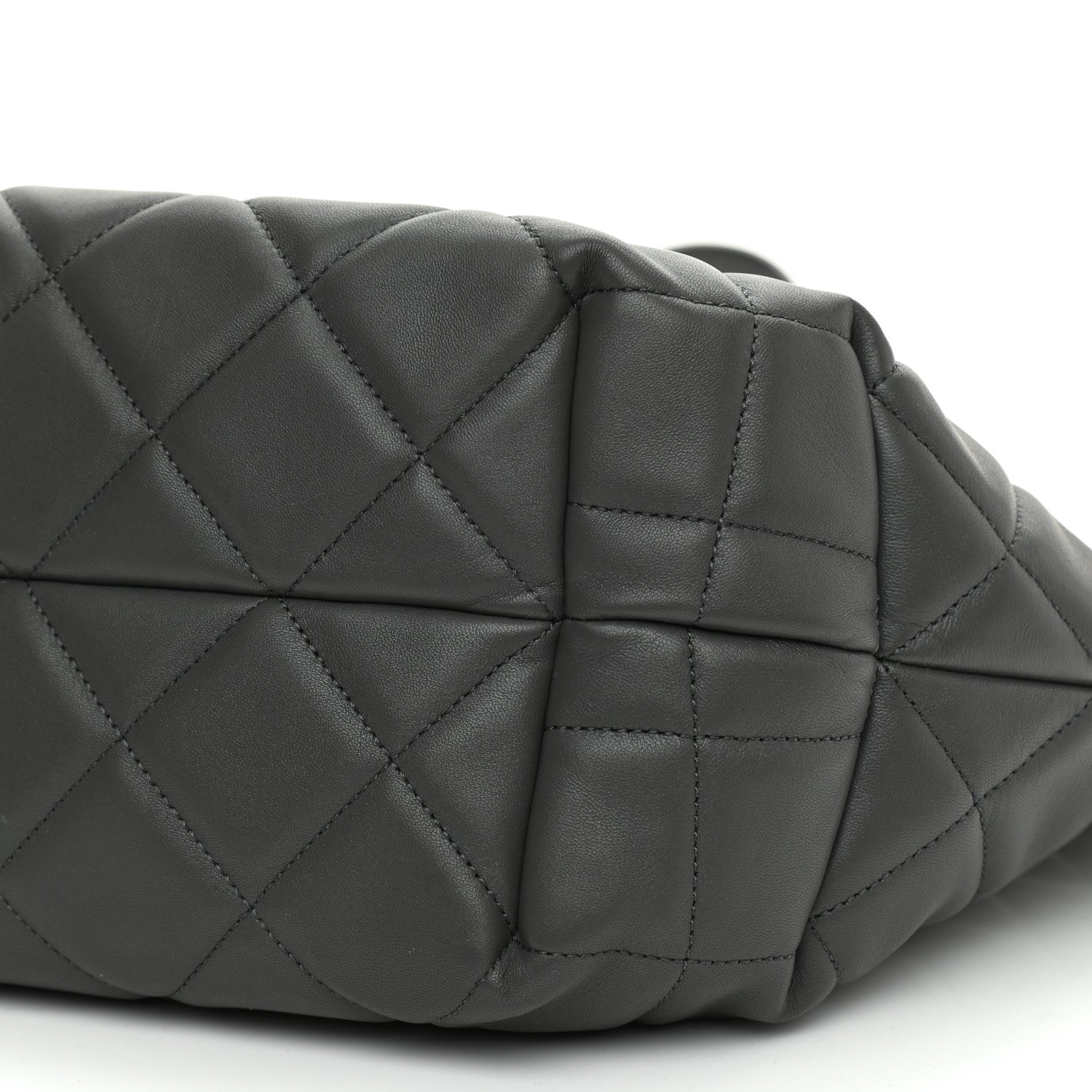 Chanel Lambskin Quilted CC Dweller Drawstring Tote Grey 10 of 10