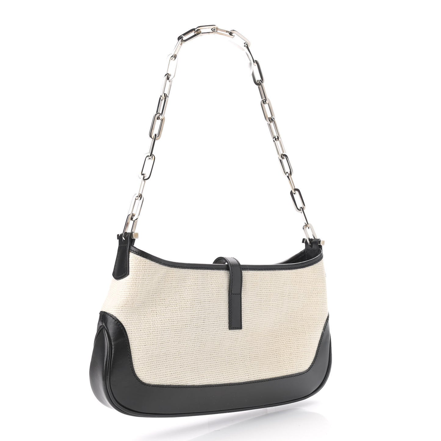 Canvas Calfskin Jackie O Hobo Black Tan