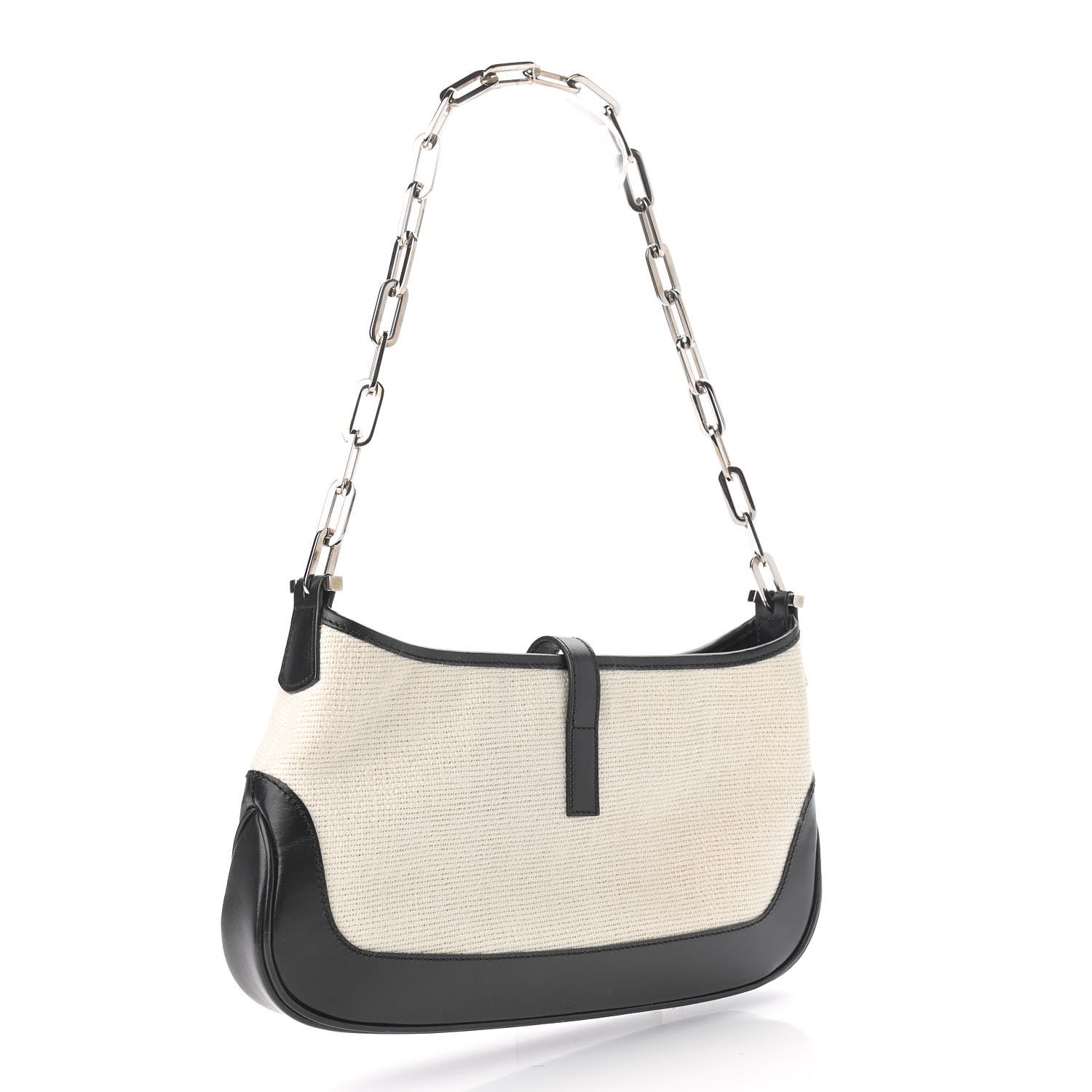 Gucci Canvas Calfskin Jackie O Hobo Black Tan 3 of 10