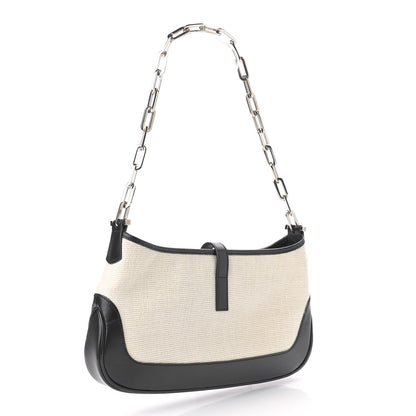 Gucci Canvas Calfskin Jackie O Hobo Black Tan 3 of 10