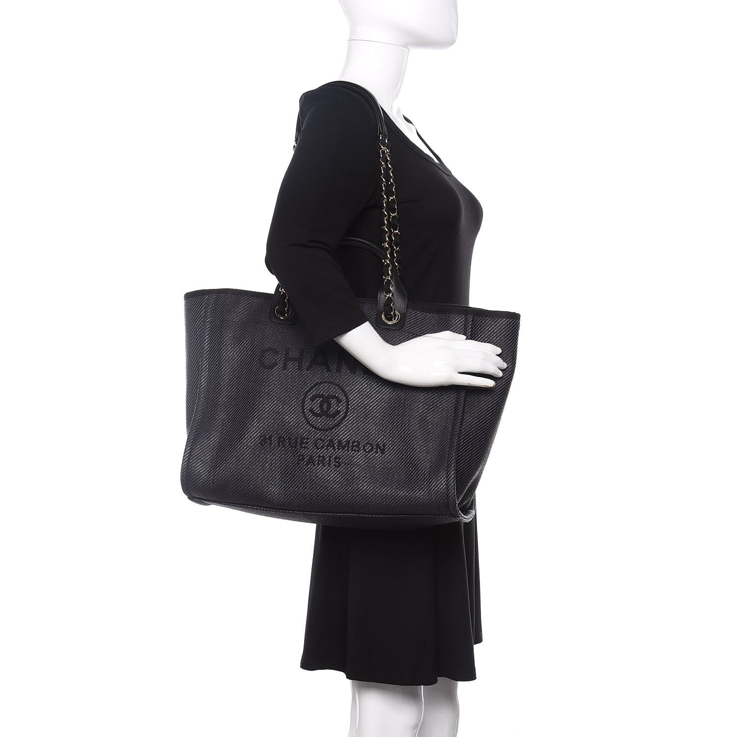 Chanel Mixed Fibers Calfskin Medium Deauville Tote Black 2 of 13