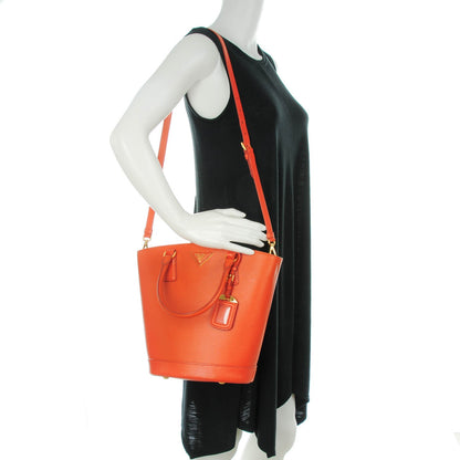 Prada Saffiano Lux Bucket Tote Papaya 2 of 8