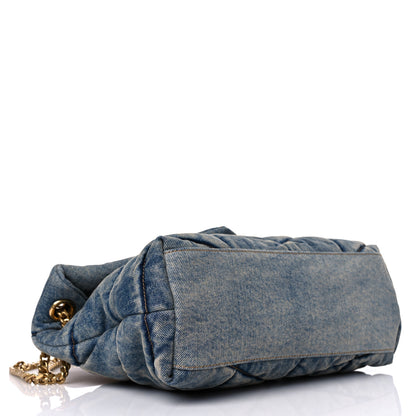 Saint Laurent Denim Quilted Small Loulou Puffer Monogram Chain Satchel Blue Cinnamon 4 of 9
