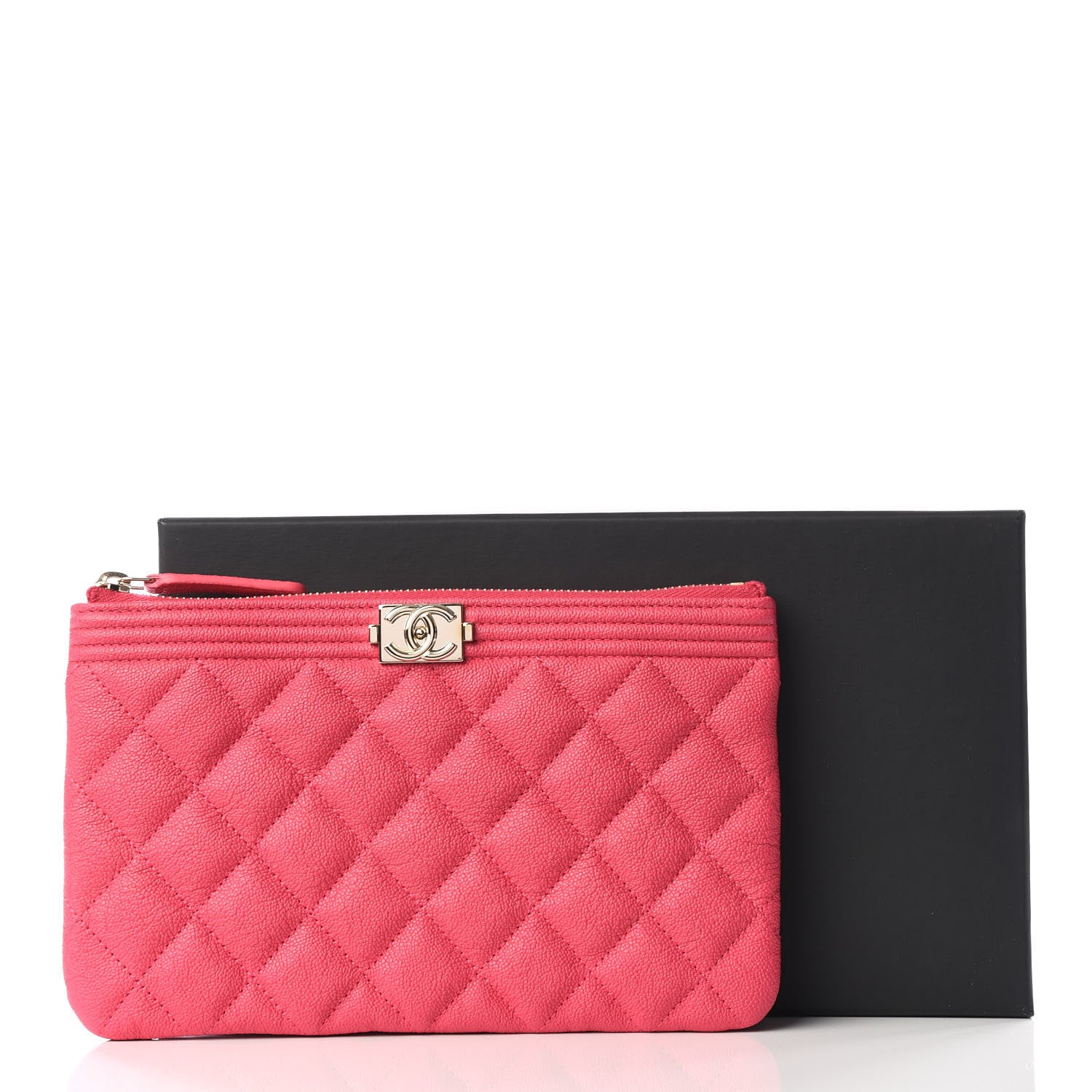 Chanel Caviar Quilted Small Zipped Boy Pouch Pink 10 of 10