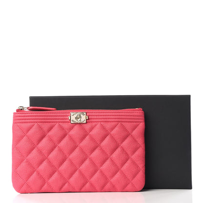Chanel Caviar Quilted Small Zipped Boy Pouch Pink 10 of 10